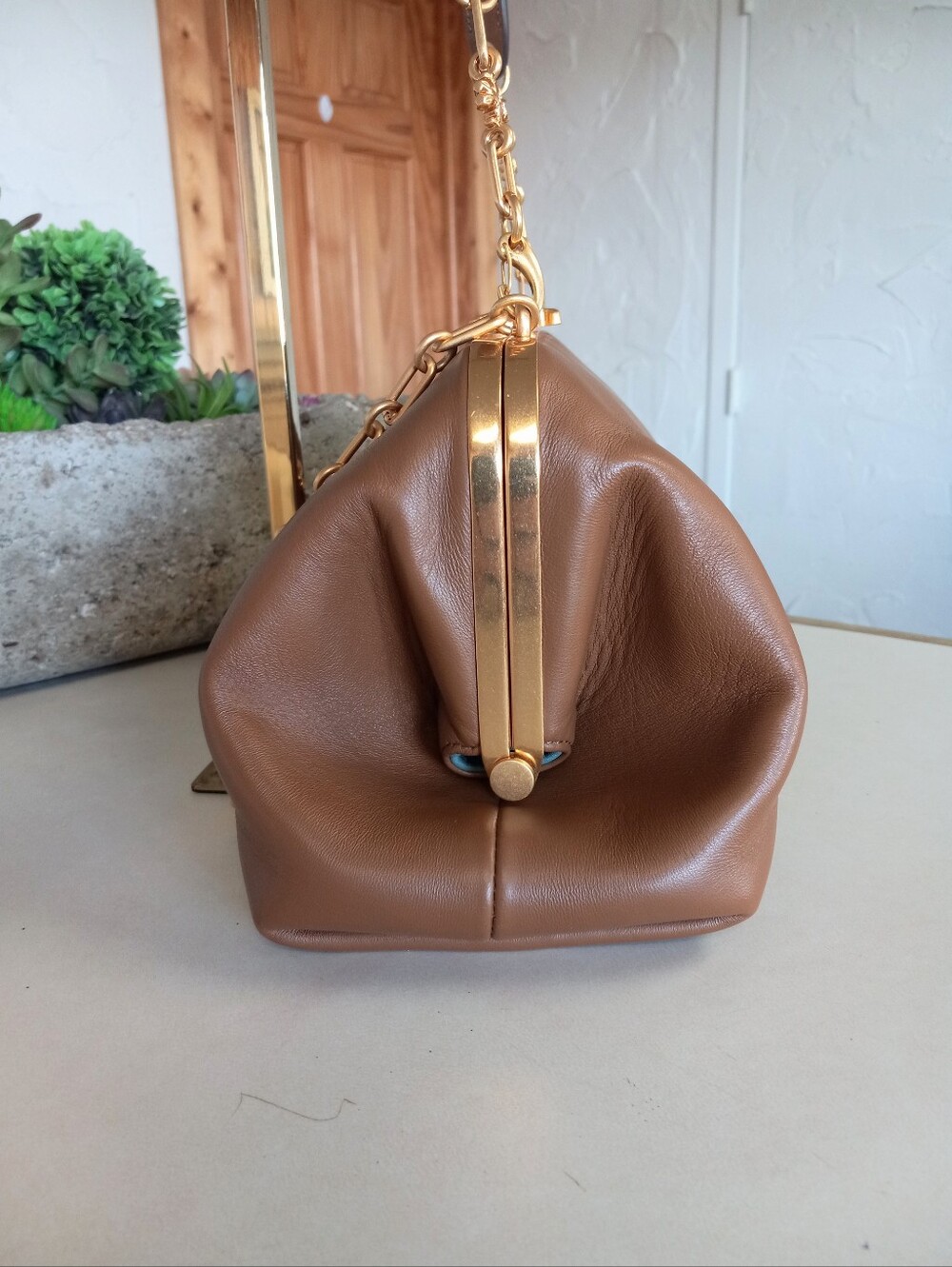 Tory Burch Cleo Shoulder Bag in Moose, Like New, Large size Frame bag. - Picture 7 of 15